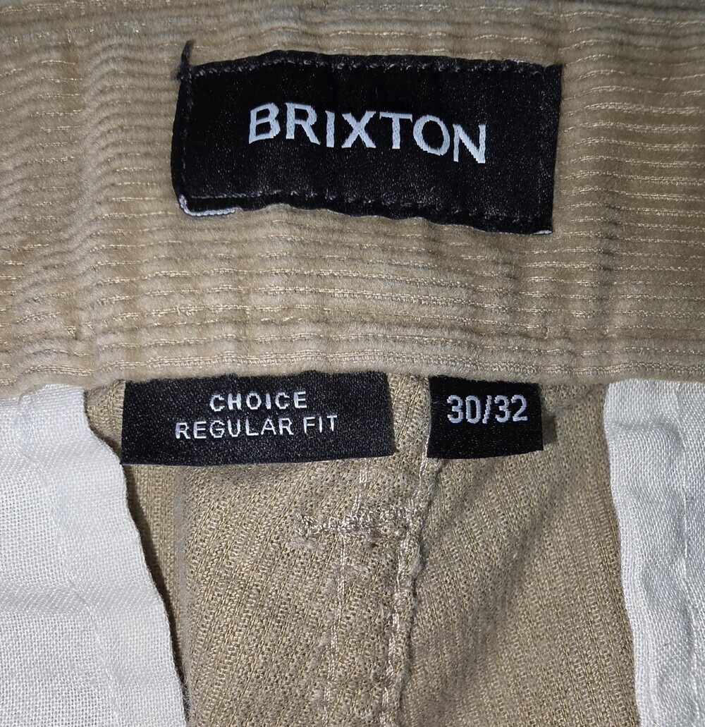 Brixton Corduroy Choice Regular Fit 30x32 Brown Men's Pants  SKU 199 - Picture 3 of 6